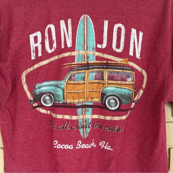 ron john surf shop cocoa beach red tee T Shirt Casual Resort Vacation Size M - Picture 1 of 7
